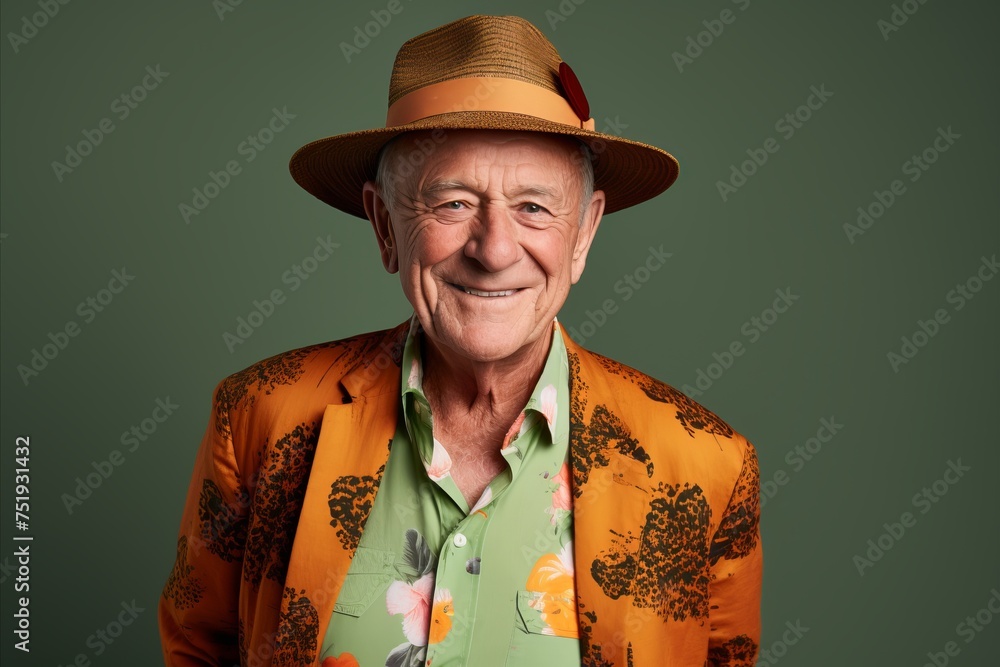 Portrait of a happy senior man. Isolated over green background. Portrait of a happy senior man. Isolated over green background.