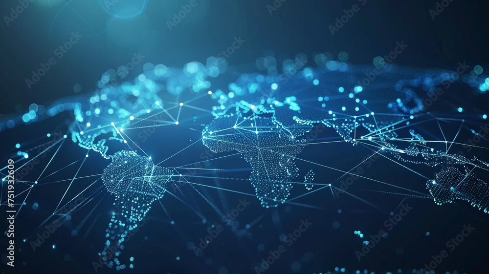 Global network technology line and digital world share technology background Global network technology line and digital world share technology background