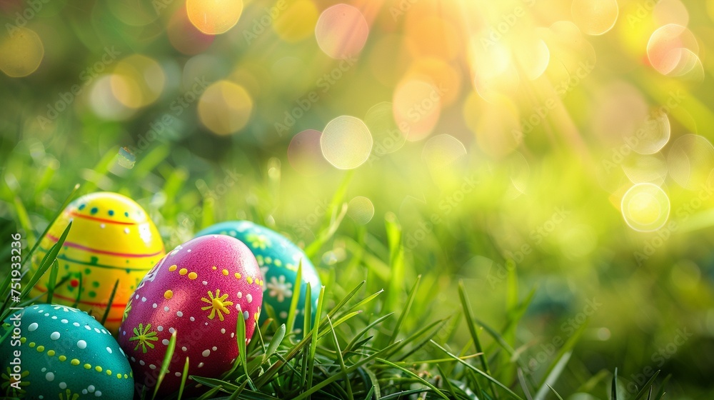 Colorful easter eggs in grass Colorful easter eggs in grass