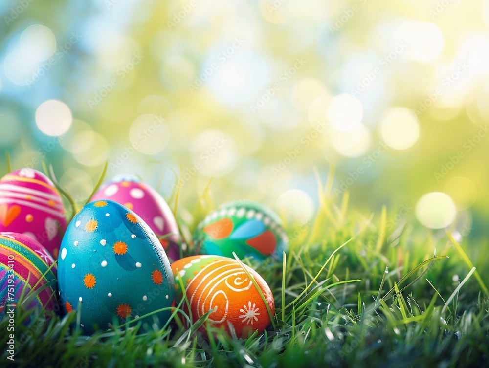 Colorful easter eggs in grass Colorful easter eggs in grass