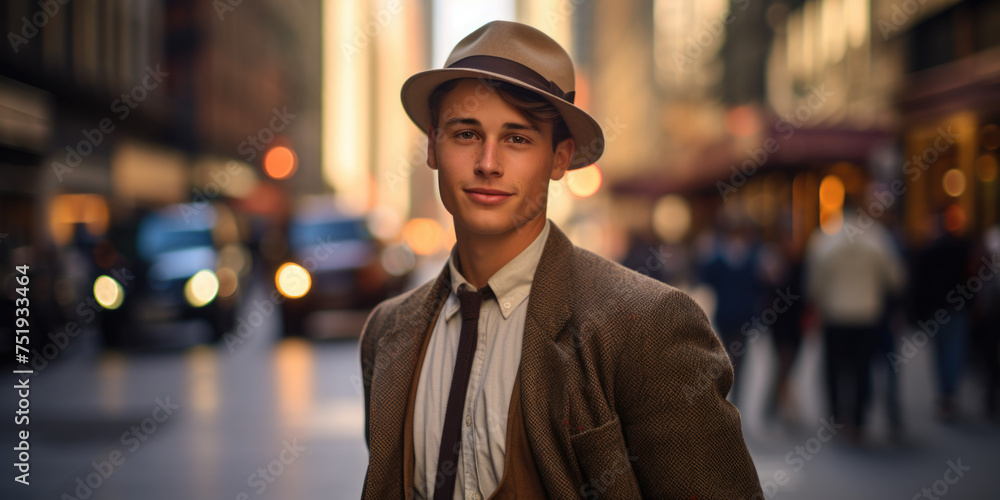 Candid portrait of a young man on a New York street Candid portrait of a young man on a New York street