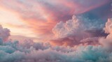 Clouds are seen in the sky at sunset. Generative AI.