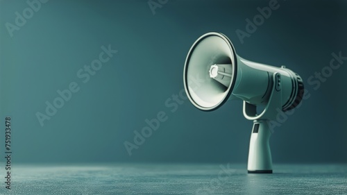 Modern megaphone on a bright background symbolizing communication and announcement photo