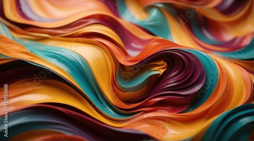Colorful wavy liquid flowing over a surface. Generative AI.
