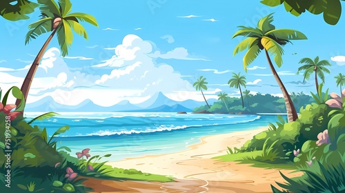 Beautiful summer landscape vector illustration. generative ai