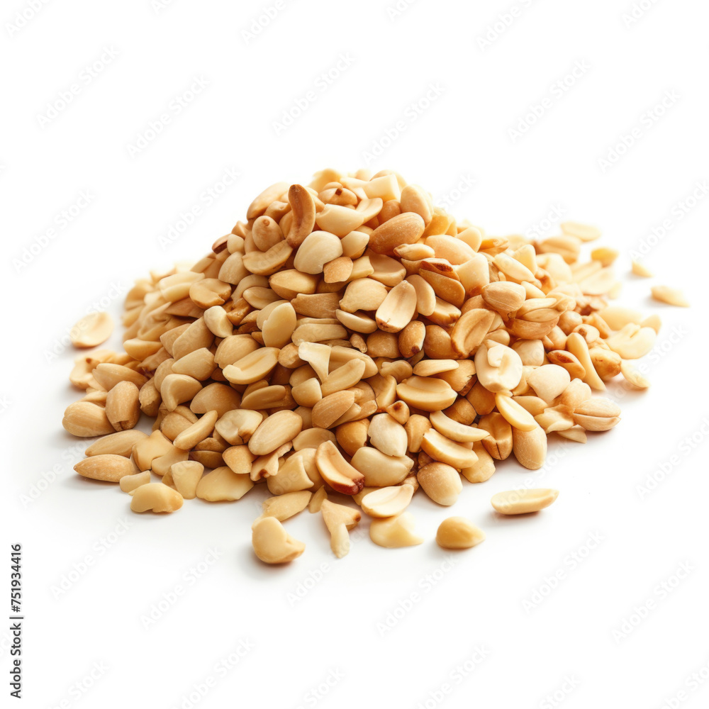 Chopped up peanuts pile isolated on white Chopped up peanuts pile isolated on white