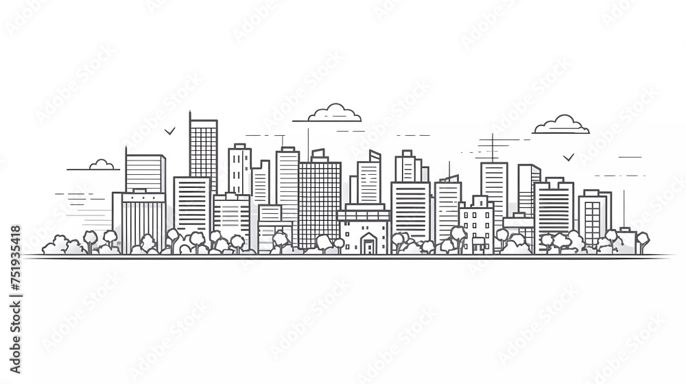 Cityscape building line art design vector. generative ai