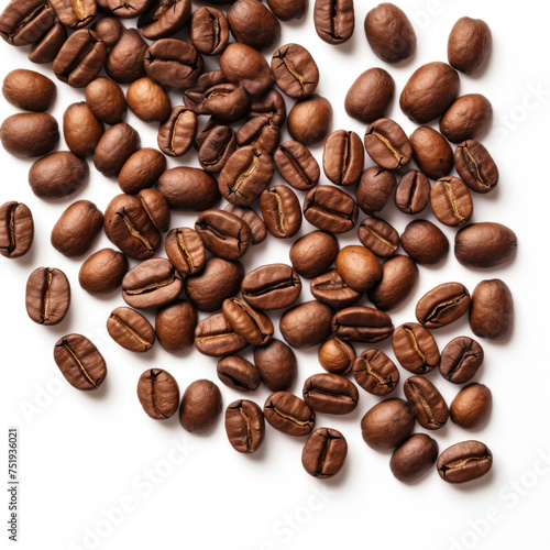 Coffee beans isolated on white background top view