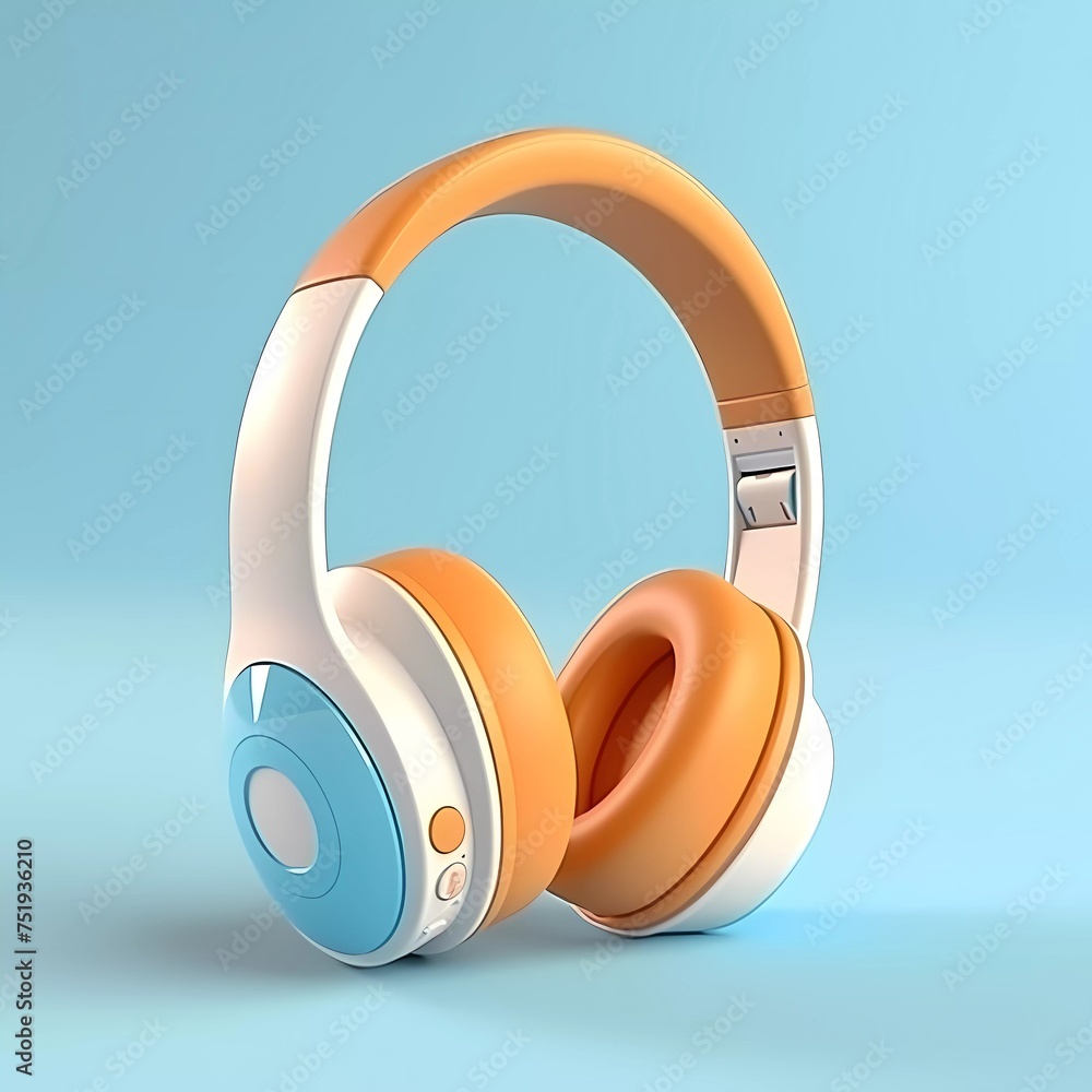 3d illustration rendering Music audio headphones in cartoon style, isolated on minimalist background 3d illustration rendering Music audio headphones in cartoon style, isolated on minimalist background