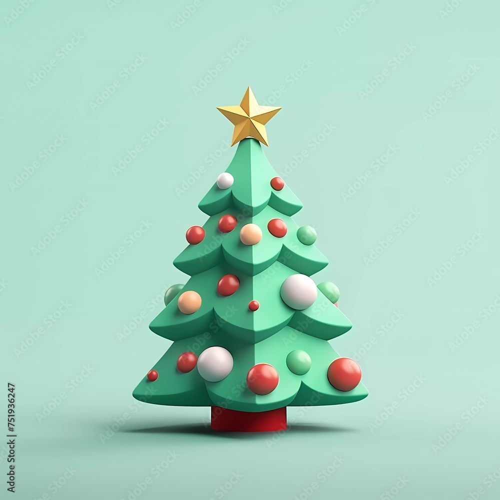 3d illustration rendering of christmas tree in cartoon style, isolated on minimalist background 3d illustration rendering of christmas tree in cartoon style, isolated on minimalist background
