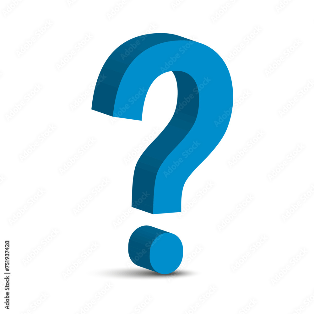 3D question mark icon with a blue gradient and shadow, isolated on white background. Vector illustration. EPS 10. 3D question mark icon with a blue gradient and shadow, isolated on white background. Vector illustration. EPS 10.