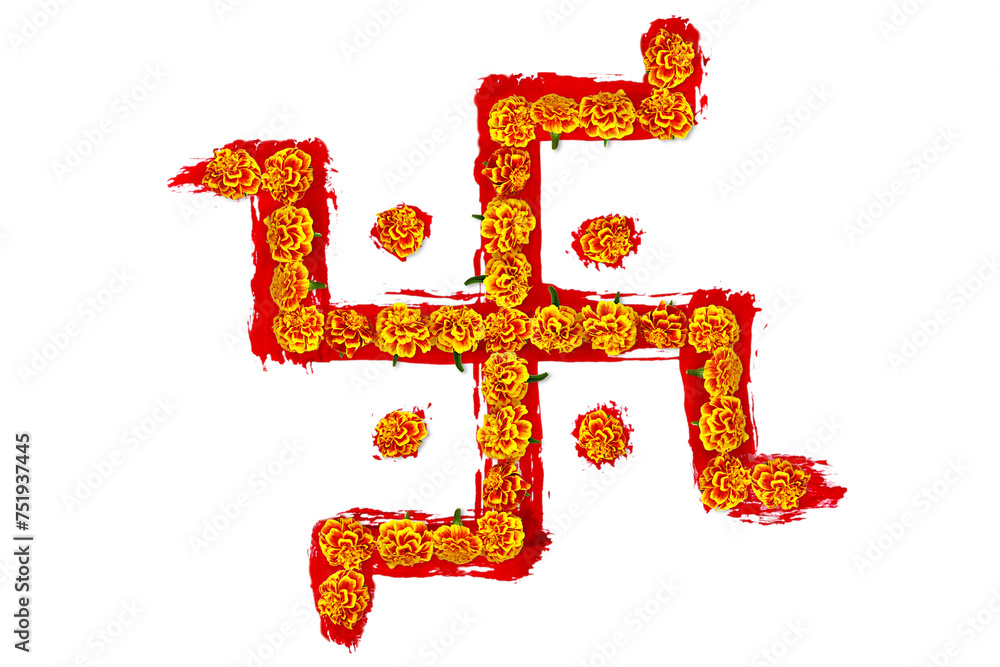 indian hindu religious spiritual symbol swastik or swastica made with ...