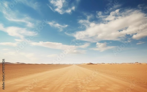 Road in the Egyptian Sahara desert. Conceptual for freedom  enjoy the journey. Empty road. 