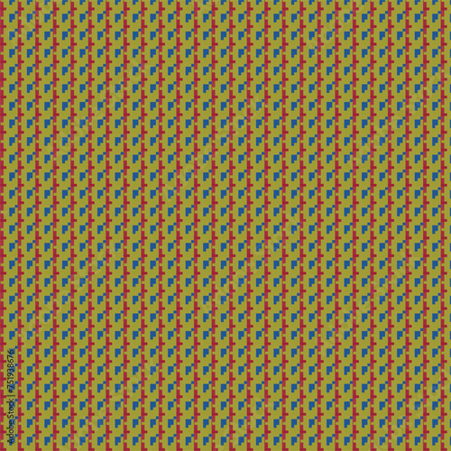 Texture, background, and seamless square abstract pattern in red, dark blue, and gold colors