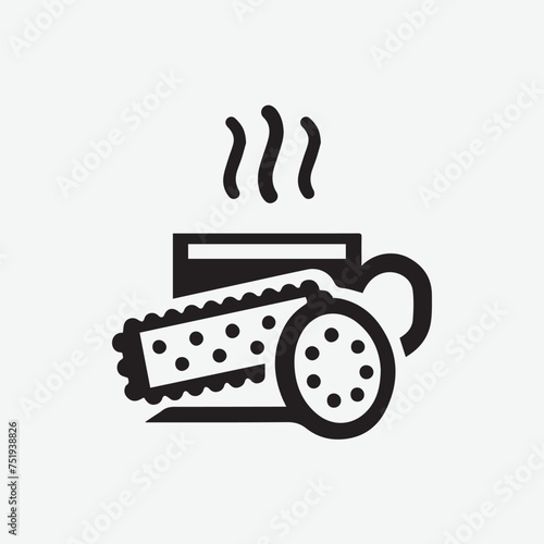 icon hot tea and biscuit