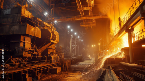 metallurgical production, manufacturing premises, workshop at the plant, blast furnace, heavy industry, engineering, steelmaking.