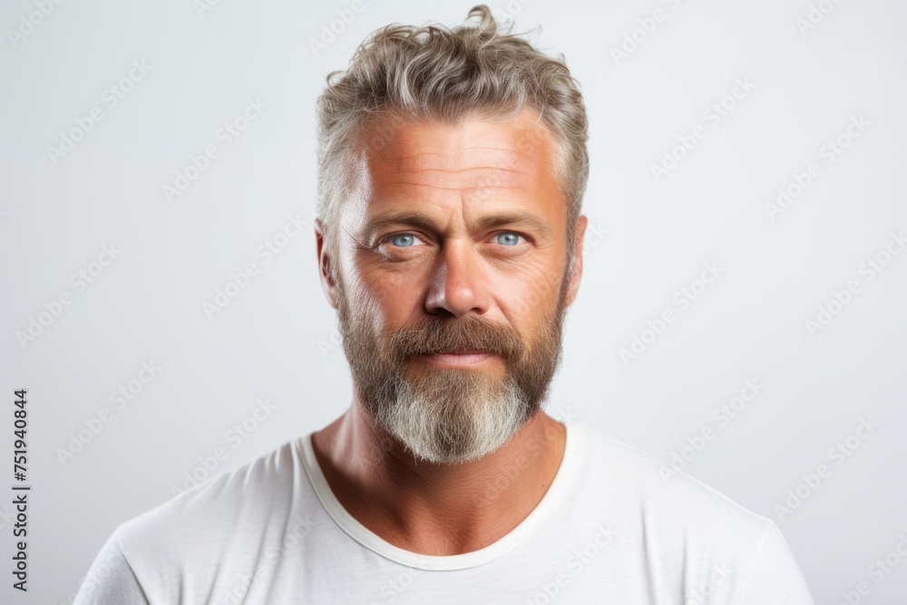 Portrait of a handsome mature man with grey hair and beard. Portrait of a handsome mature man with grey hair and beard.