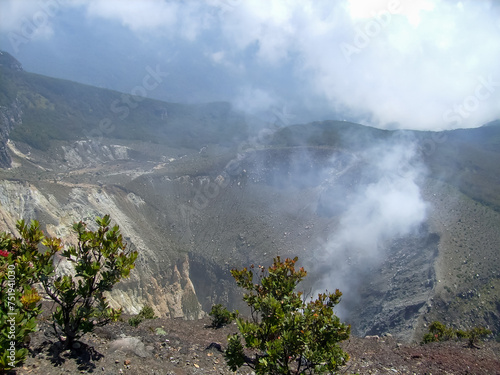 Canvas Print View of the active crater of Mount Gede Pangrango, West Java, Indonesia
