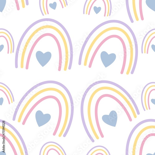 Seamless pattern with rainbows