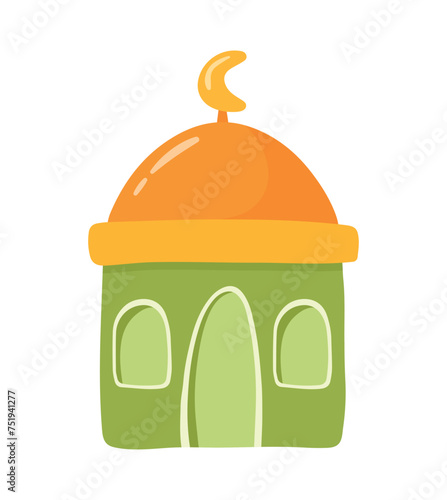 Mosque Cute Cartoon Doodle Vector Illustration photo