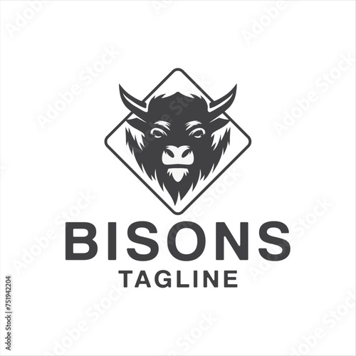 bison head logo in black inside a square