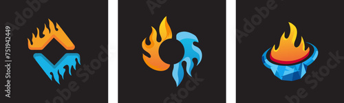 fire ice logo collection with 3 shapes