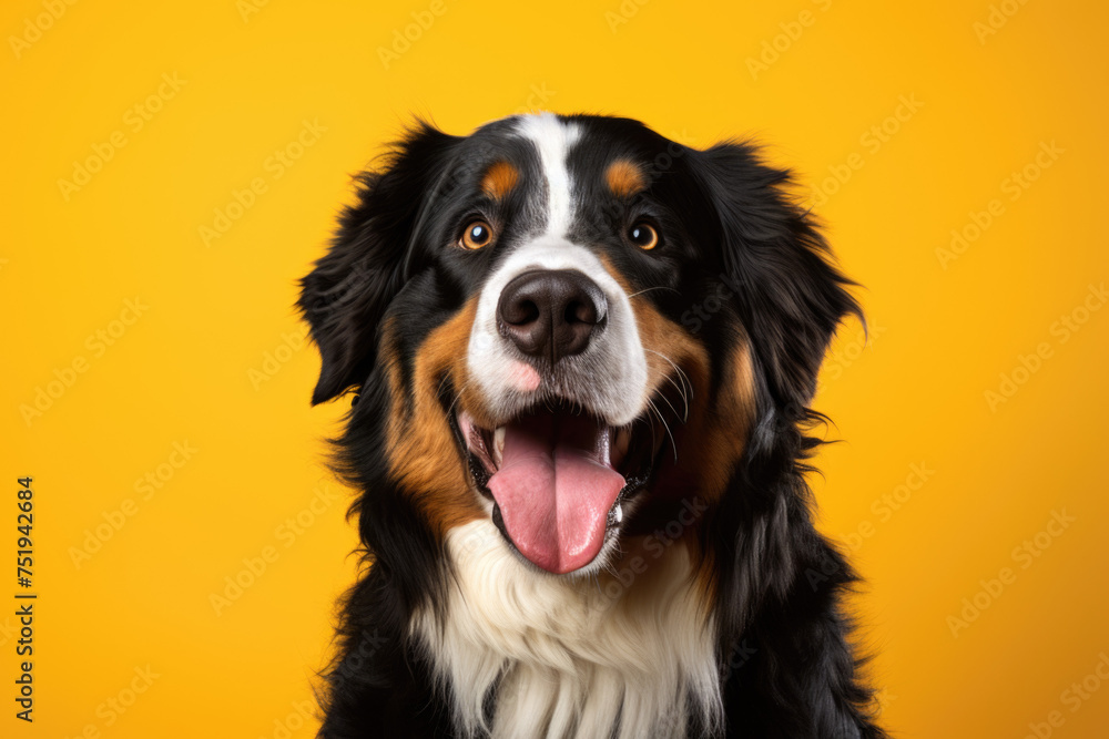 Funny studio portrait of cute smiling Bernese mountain dog Funny studio portrait of cute smiling Bernese mountain dog