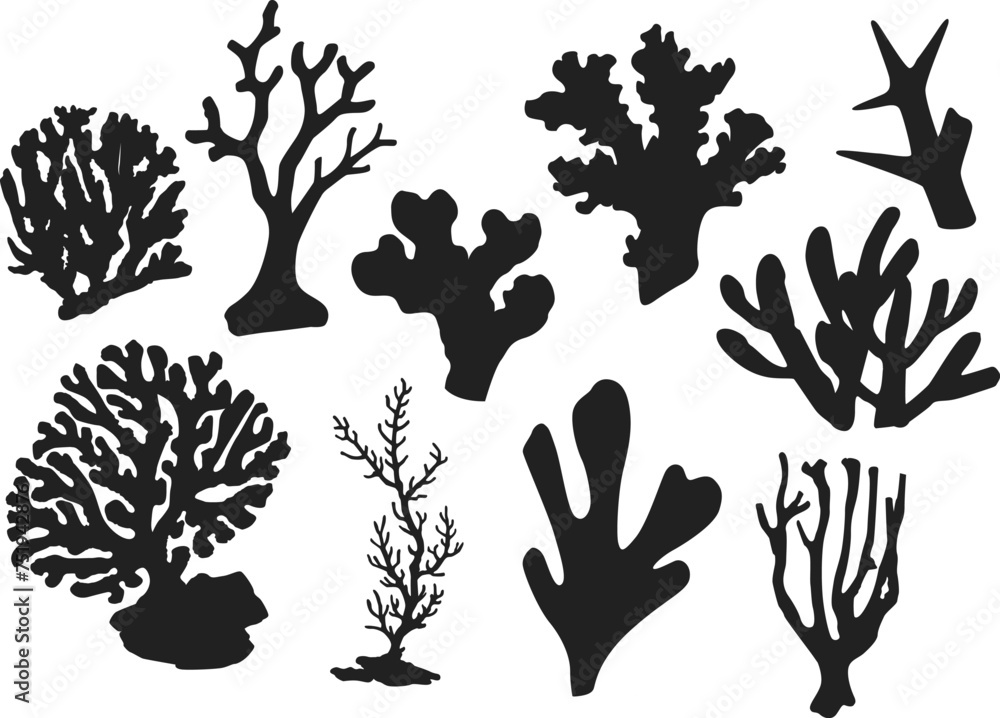Fototapeta premium set of corals silhouette. Vector illustration