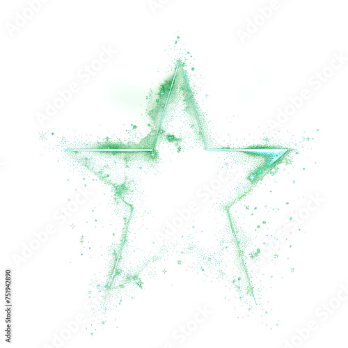 Star light green glow isolated on transparent png.