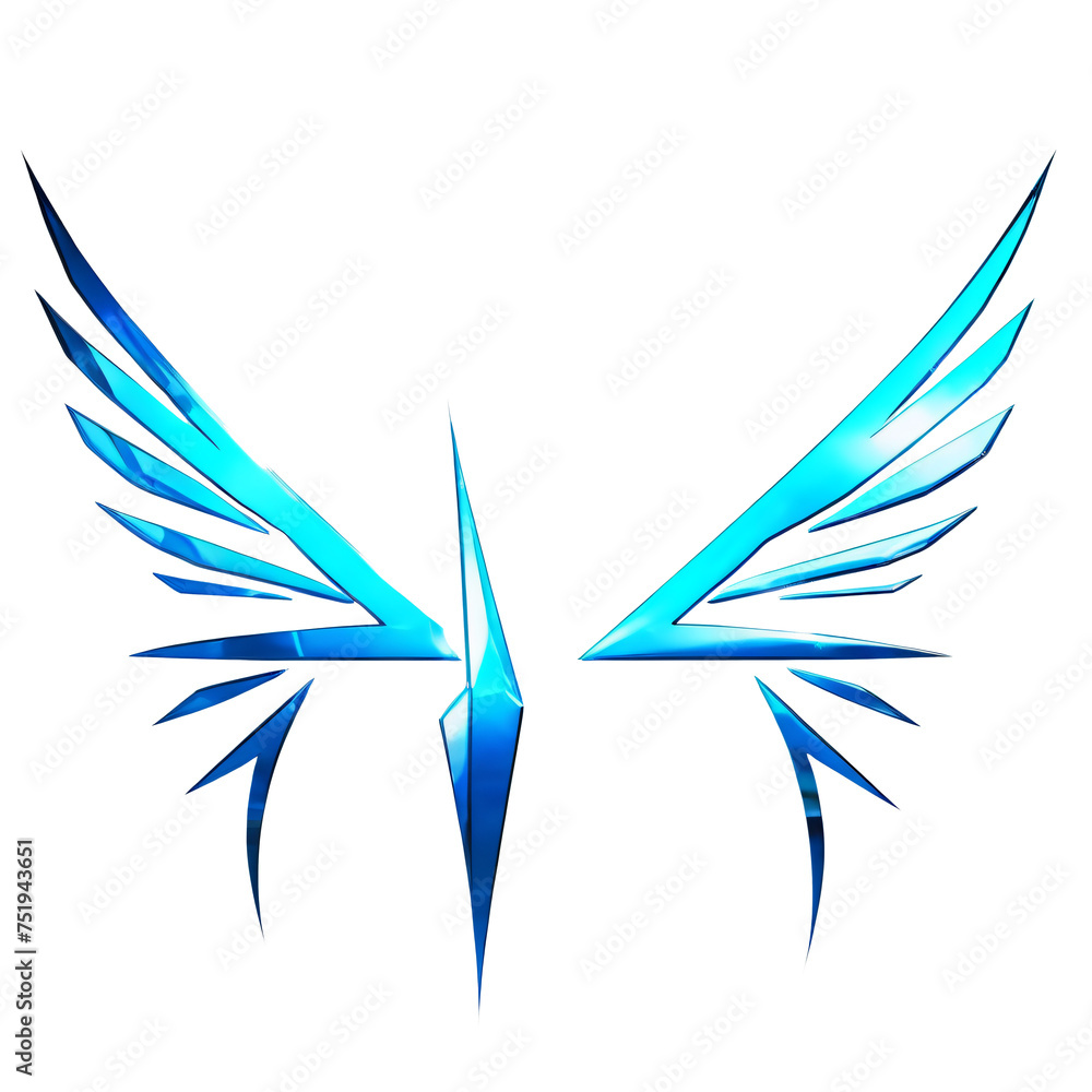 Dwa niebieskie skrzydła na przezroczystym tle. Ilustracja wektorowa dla Twojego projektu - obrazy, fototapety, plakaty 