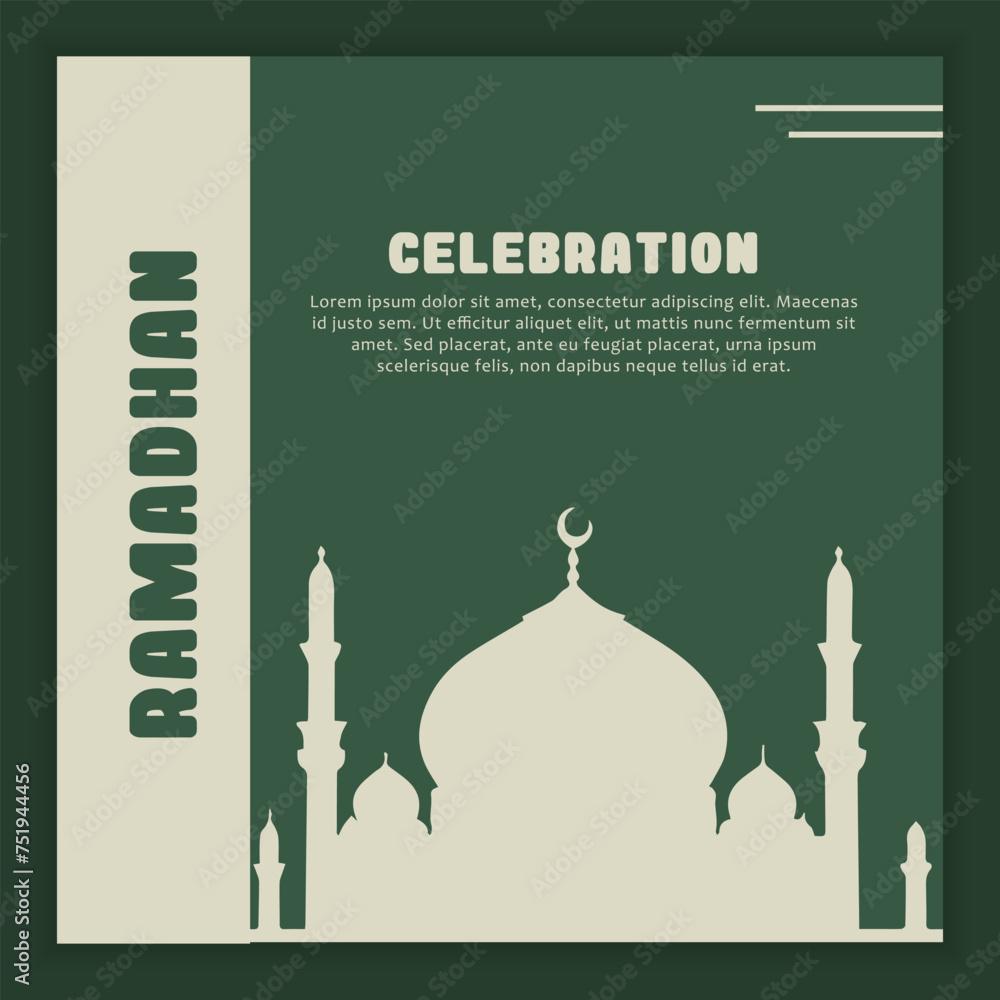 Ramadan Kareem, poster for greeting with mosque ornaments Ramadan Kareem, poster for greeting with mosque ornaments