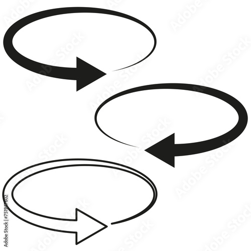 Circular arrows motion. Continuity, black. Recycling concept. Vector illustration. EPS 10.