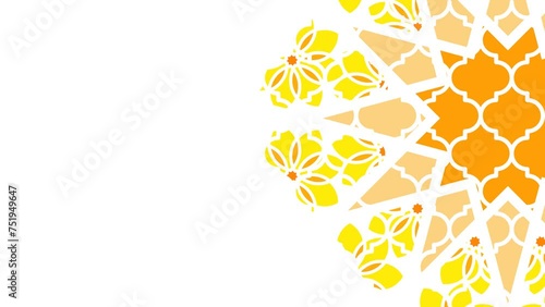 Moving traditional arabic pattern with ornamental geometric,white decorative mosque window