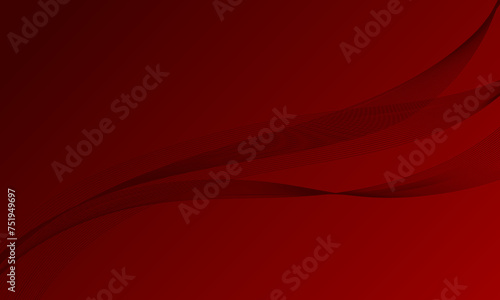 red business lines wave curves on smooth gradient abstract background