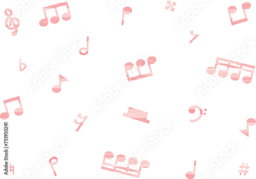 水彩の音符の背景・壁紙_ピンク