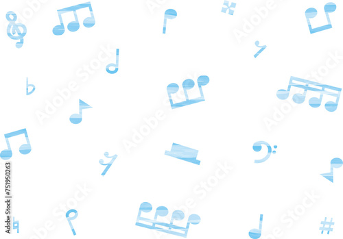 水彩の音符の背景・壁紙_水色