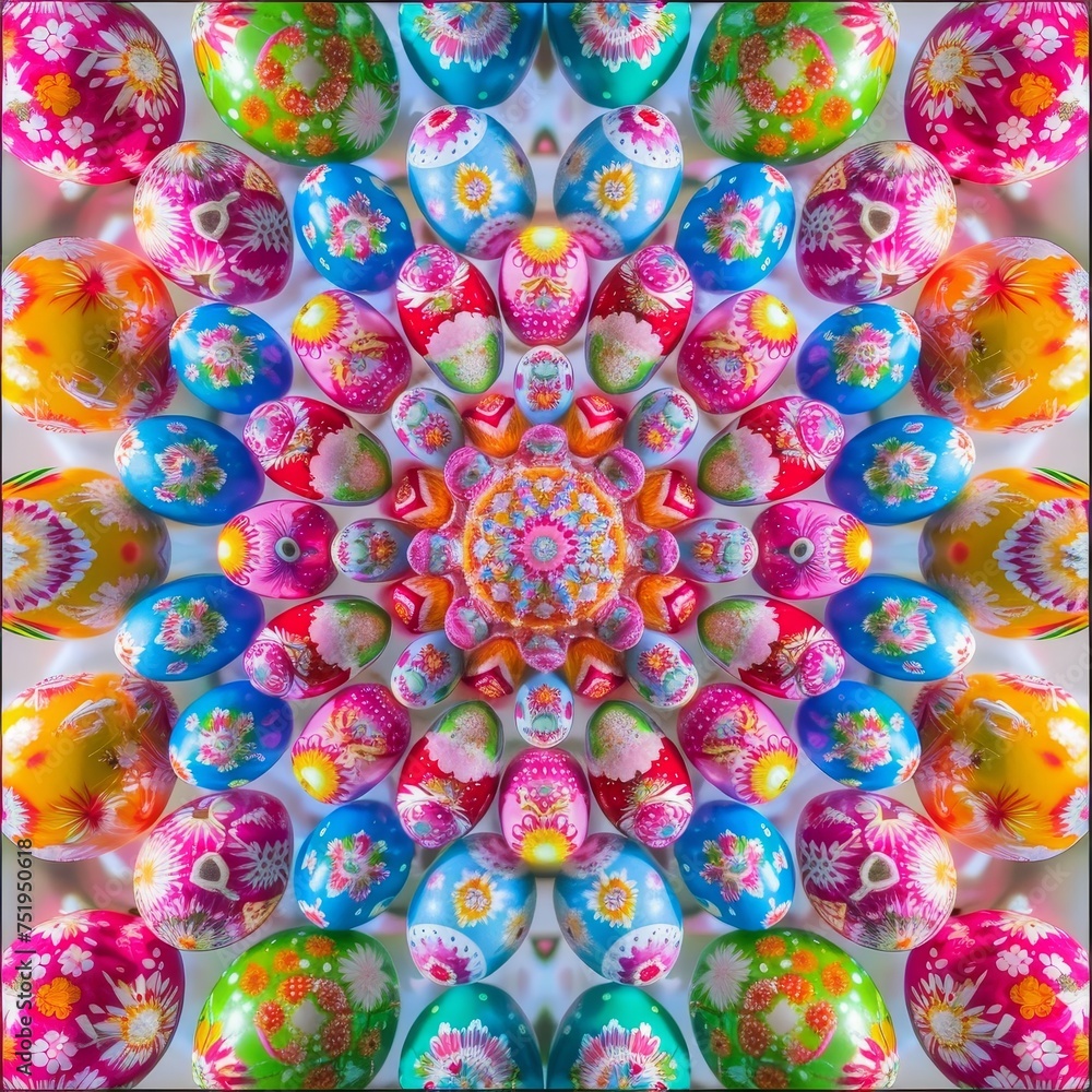 A Mesmerizing Easter Egg Kaleidoscope Effect: A Vivid and Colorful Display of Symmetry and Springtime Joy