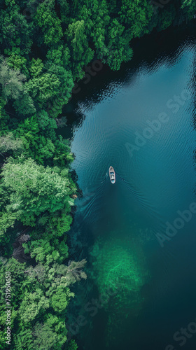 iPhone wallpaper drone shot boat on a lake