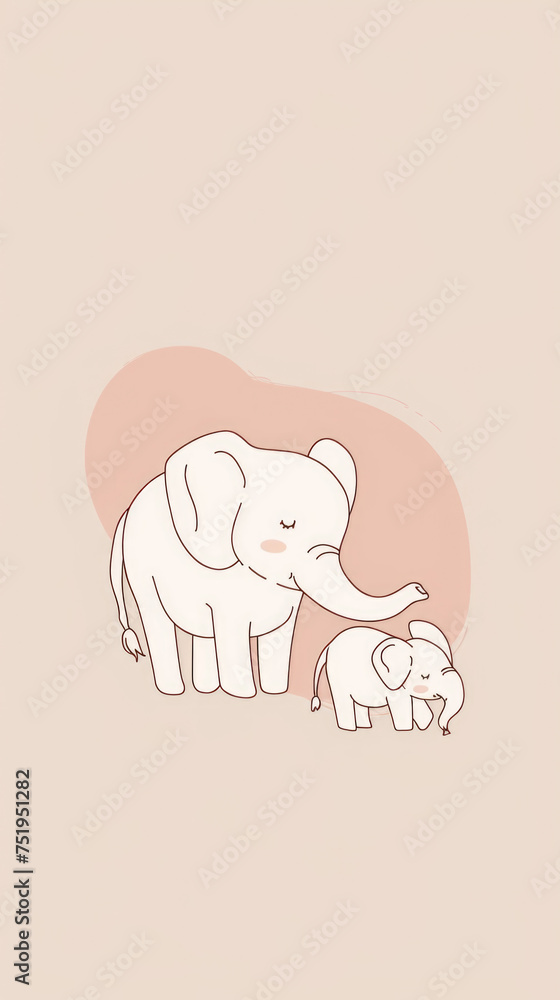 iPhone wallpaper cartoon mother elephant and baby