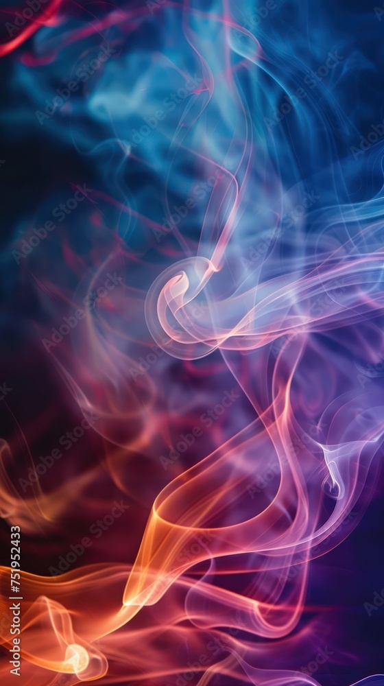 abstract background smoke curves and wave in blue and purple color background