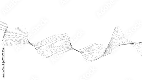 Flowing dots particles wave pattern halftone gradient curve shape isolated on transparent background. concept of technology, science, music, dots, modern flowing geometric backdrop.vector illustration
