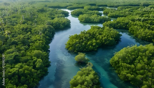 Aerial view Mangrove Forest