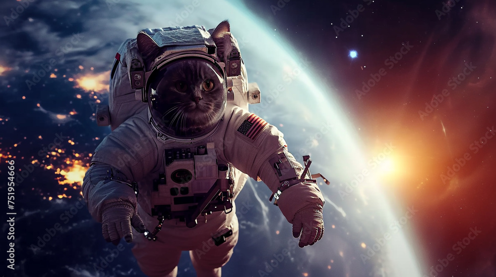 Fototapeta premium cat alien in space