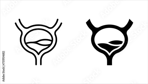 Human bladder line icon set. linear style sign for mobile concept and web design. Bladder internal organ outline vector illustration on white background