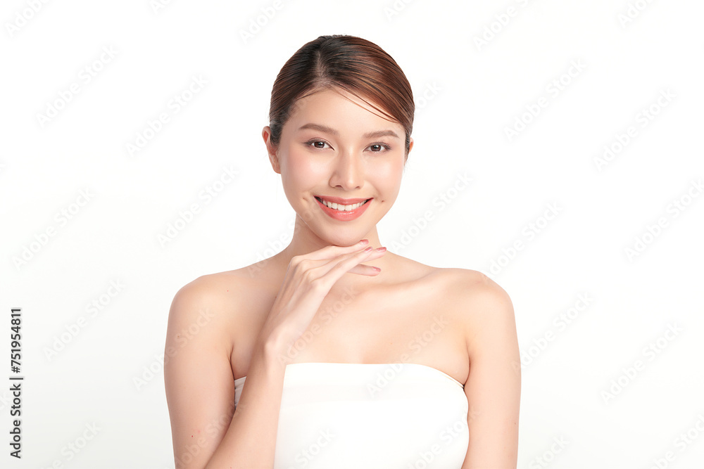 Beautiful young asian woman with clean fresh skin on white background, Face care, Facial treatment, Cosmetology, beauty and spa, Asian women portrait. Beautiful young asian woman with clean fresh skin on white background, Face care, Facial treatment, Cosmetology, beauty and spa, Asian women portrait.