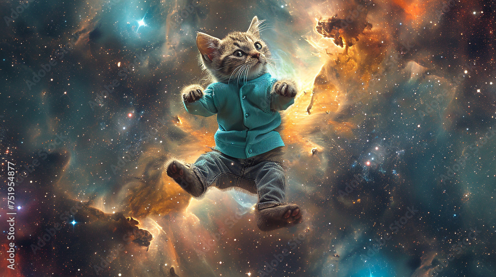 Fototapeta premium cat on universe 
