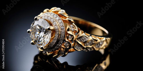 Luxury high resolution jewelry minimalist engagement ring