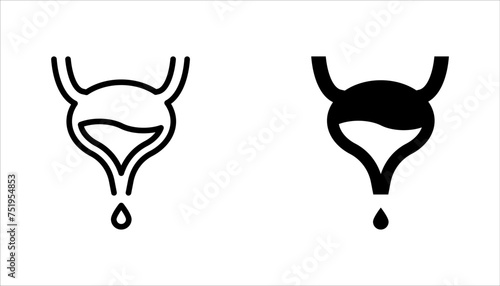 Human bladder line icon set. linear style sign for mobile concept and web design. Bladder internal organ outline vector illustration on white background