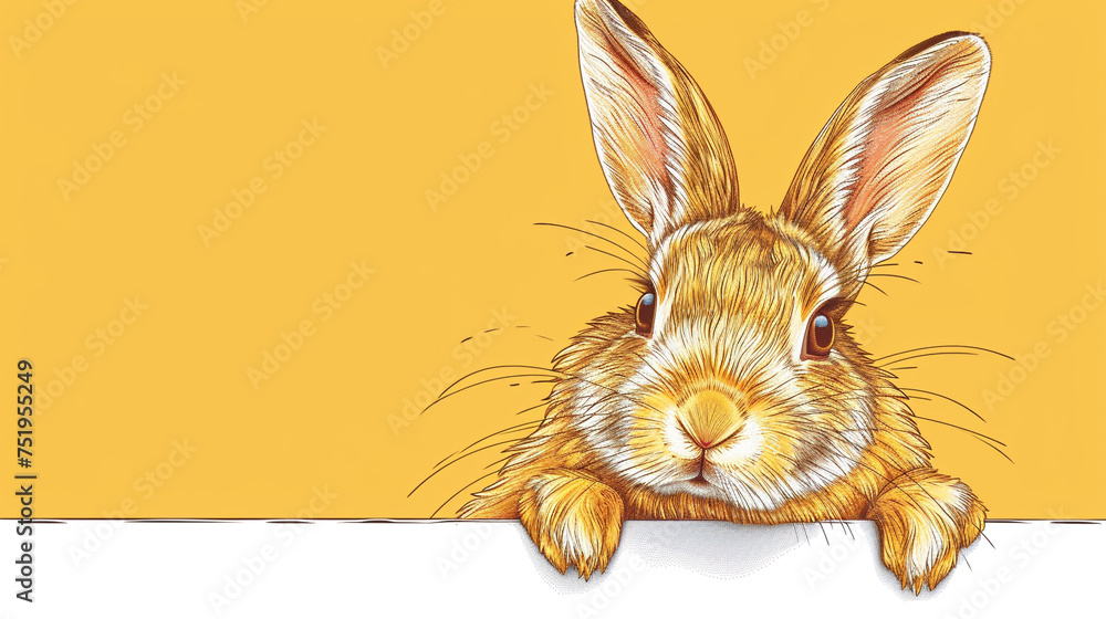 Obraz premium rabbit with blank white board 
