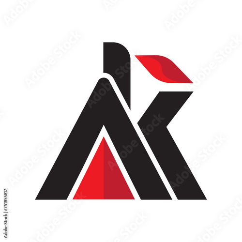 AK ak letter design logo logotype icon concept with serif font and classic elegant style look vector illustration.	